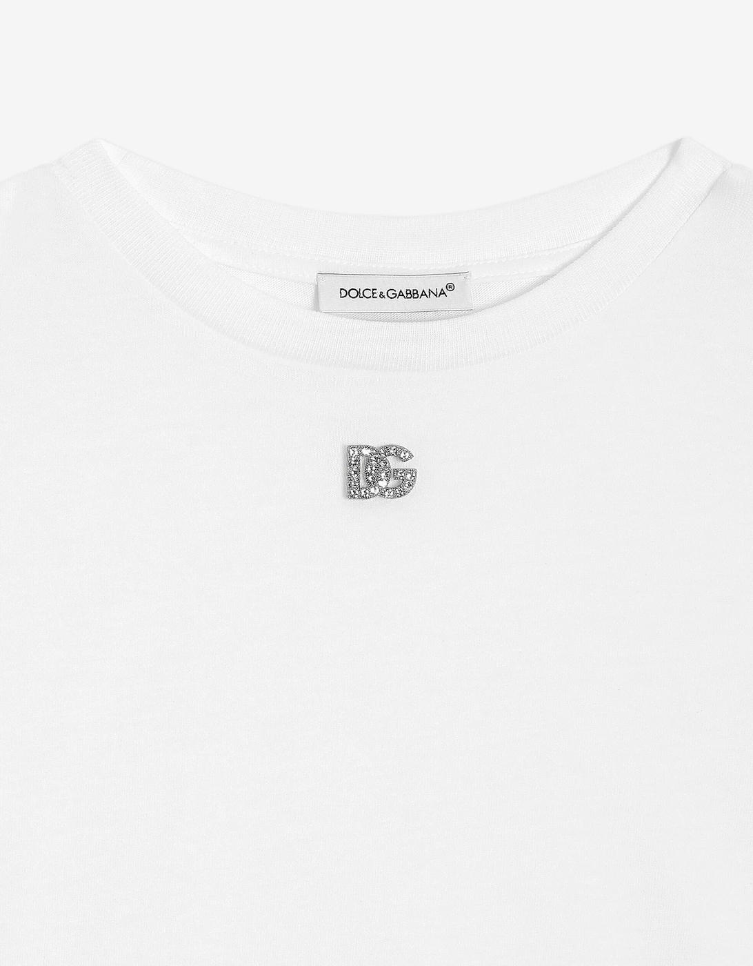 Girls Diamante Logo T-Shirt in White