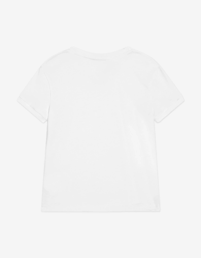 Girls Diamante Logo T-Shirt in White