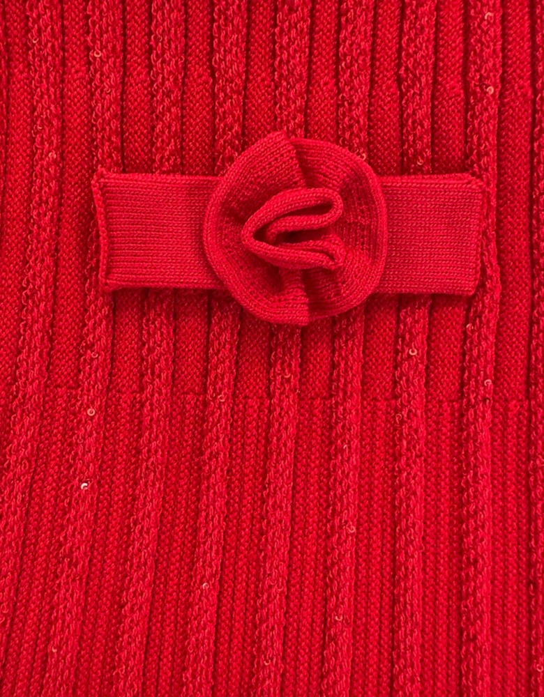 Girls Ribbed Knit Skirt in Red