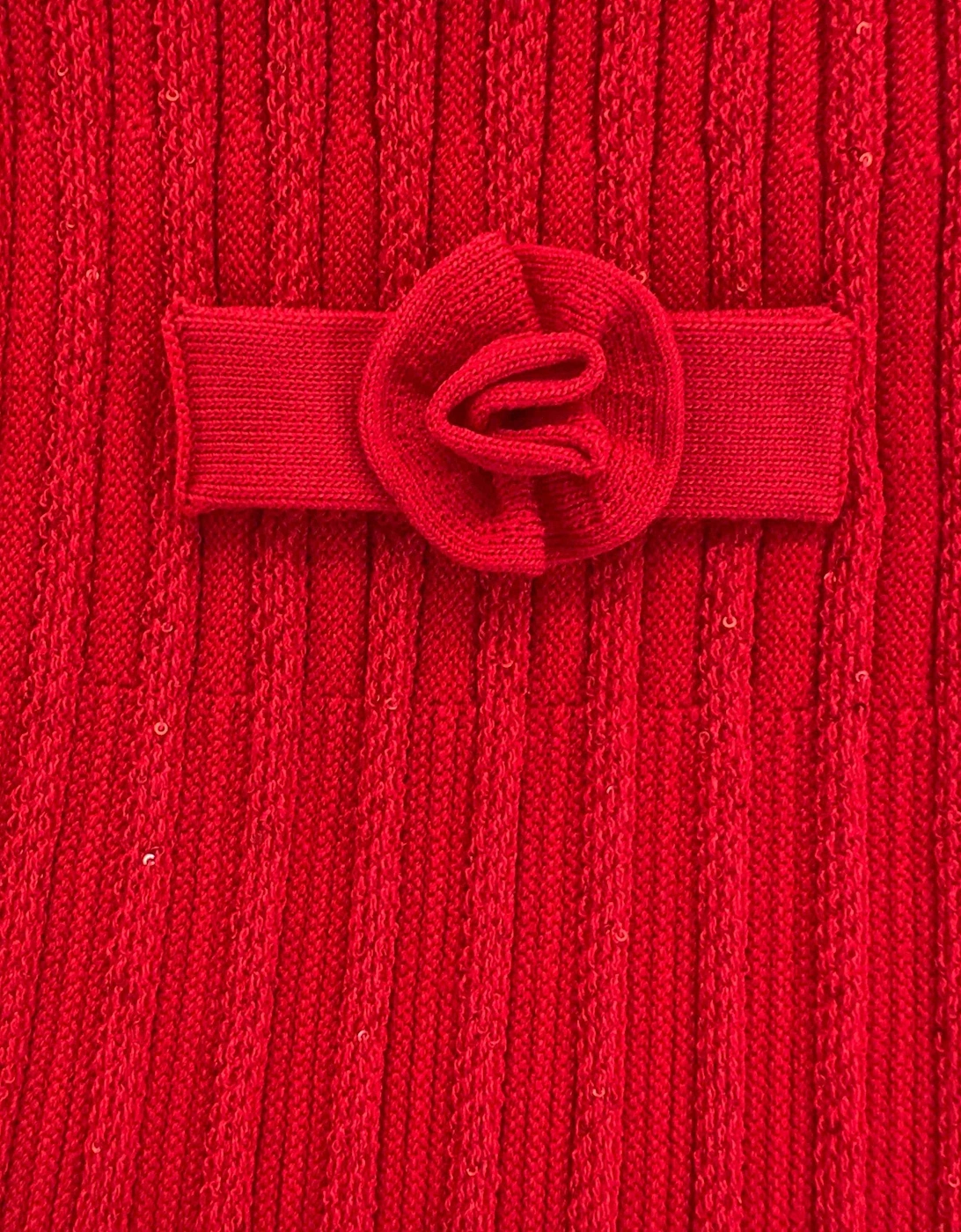 Girls Ribbed Knit Skirt in Red