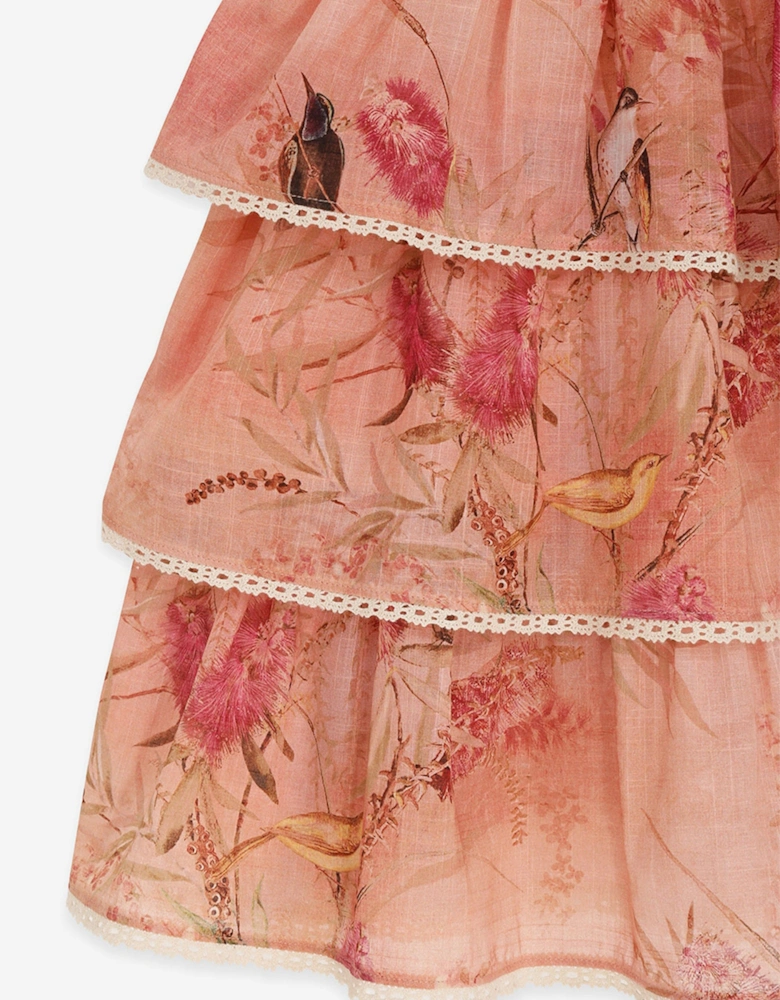 Girls Cascadian Tiered Dress in Pink