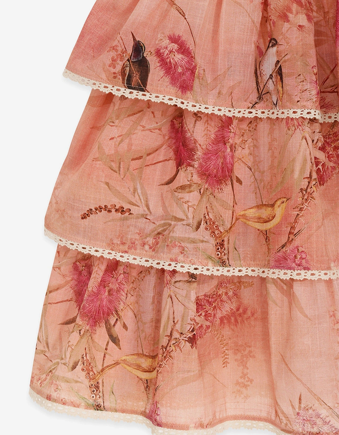 Girls Cascadian Tiered Dress in Pink