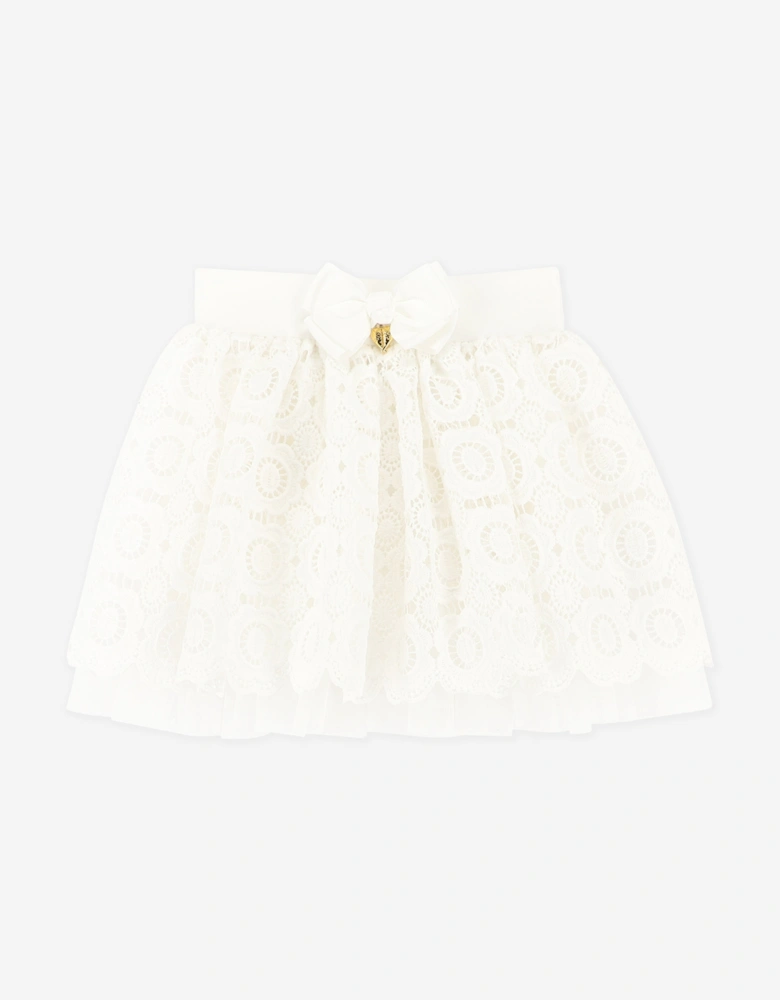 Angels Face Girls Blossom Lace Skirt in White
