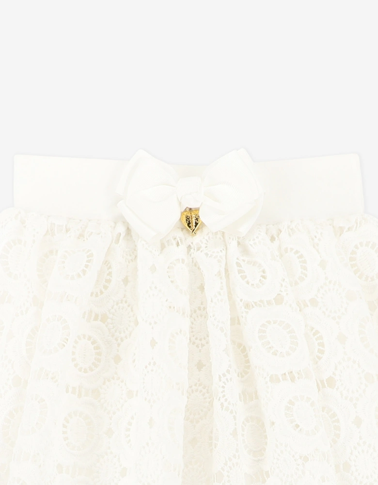 Angels Face Girls Blossom Lace Skirt in White