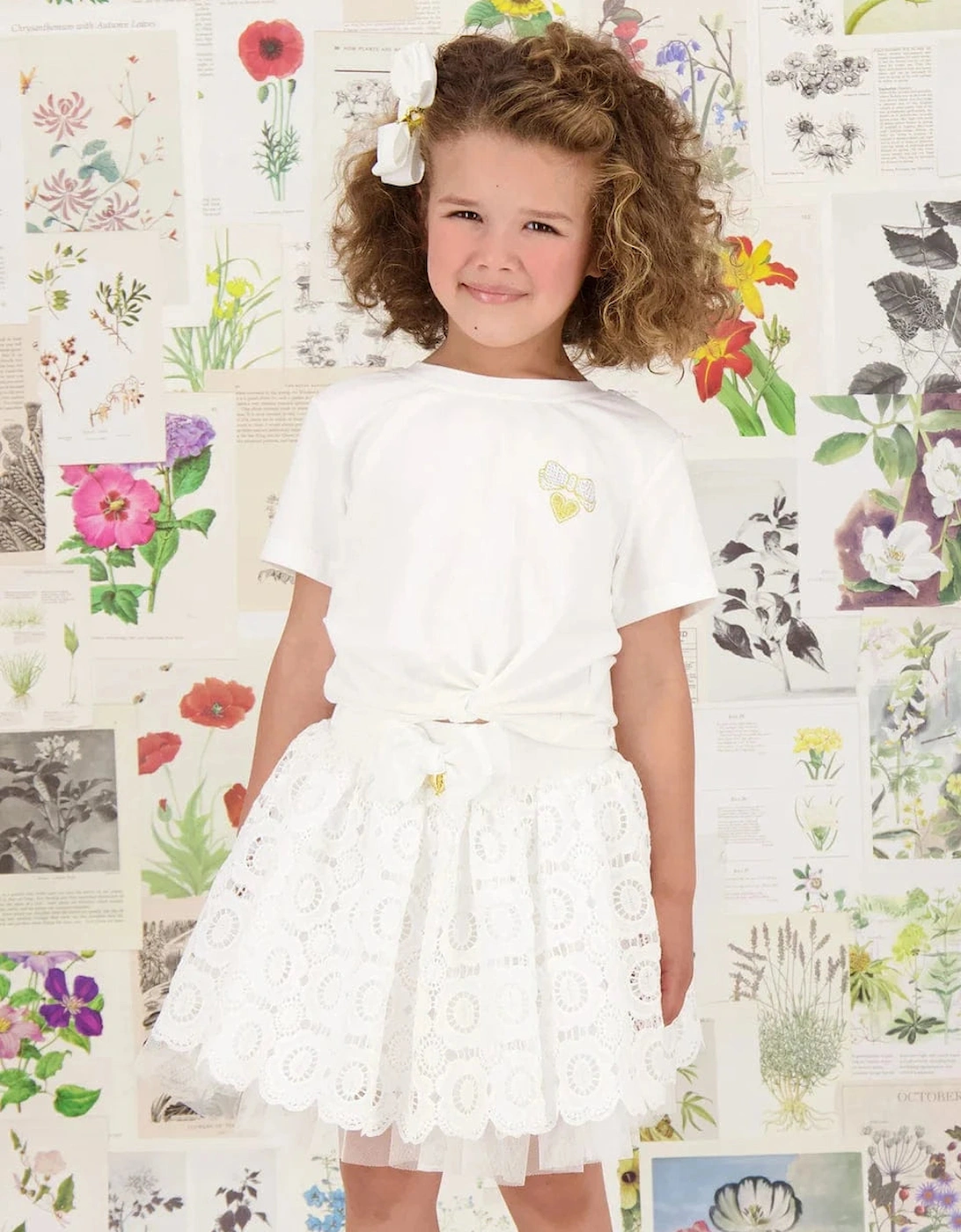 Angels Face Girls Blossom Lace Skirt in White