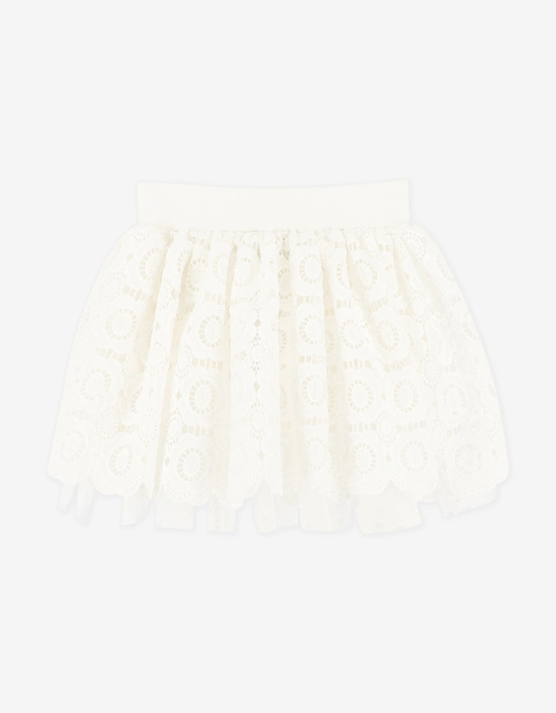 Angels Face Girls Blossom Lace Skirt in White