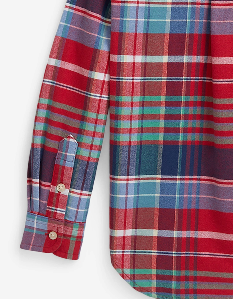 Boys Checked Oxford Shirt in Red