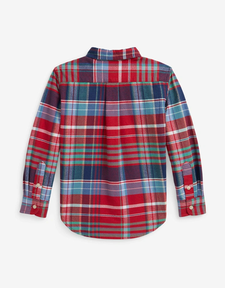 Boys Checked Oxford Shirt in Red