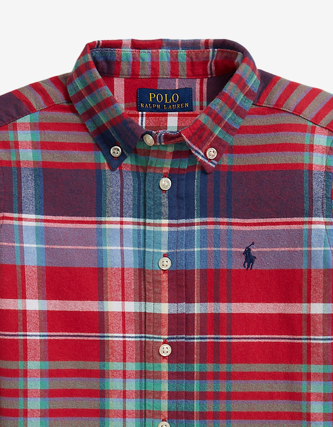 Boys Checked Oxford Shirt in Red
