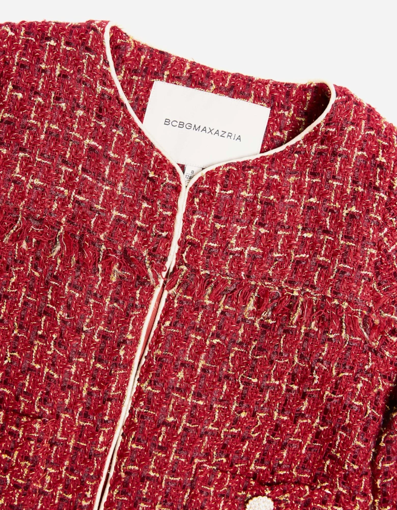 BCBGMAXAZRIA Girls Tweed Jacket in Red