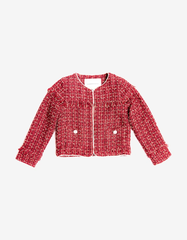 BCBGMAXAZRIA Girls Tweed Jacket in Red