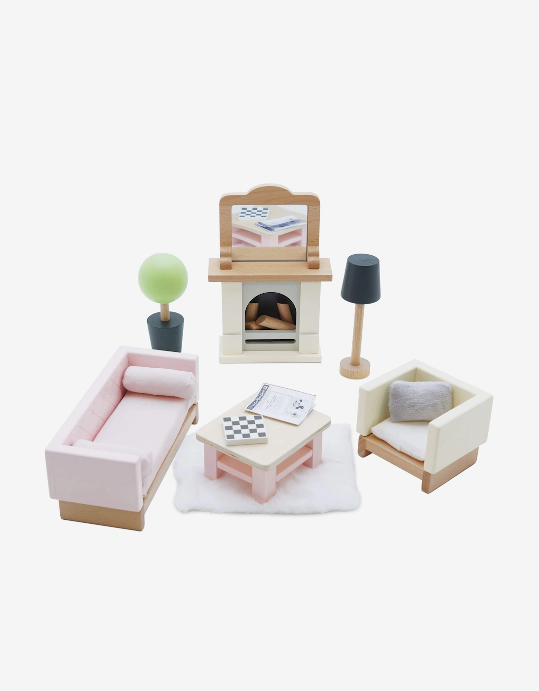 Wooden Dolls House Living Room-19 Piece (10.5cm x 4cm x 15.2cm)