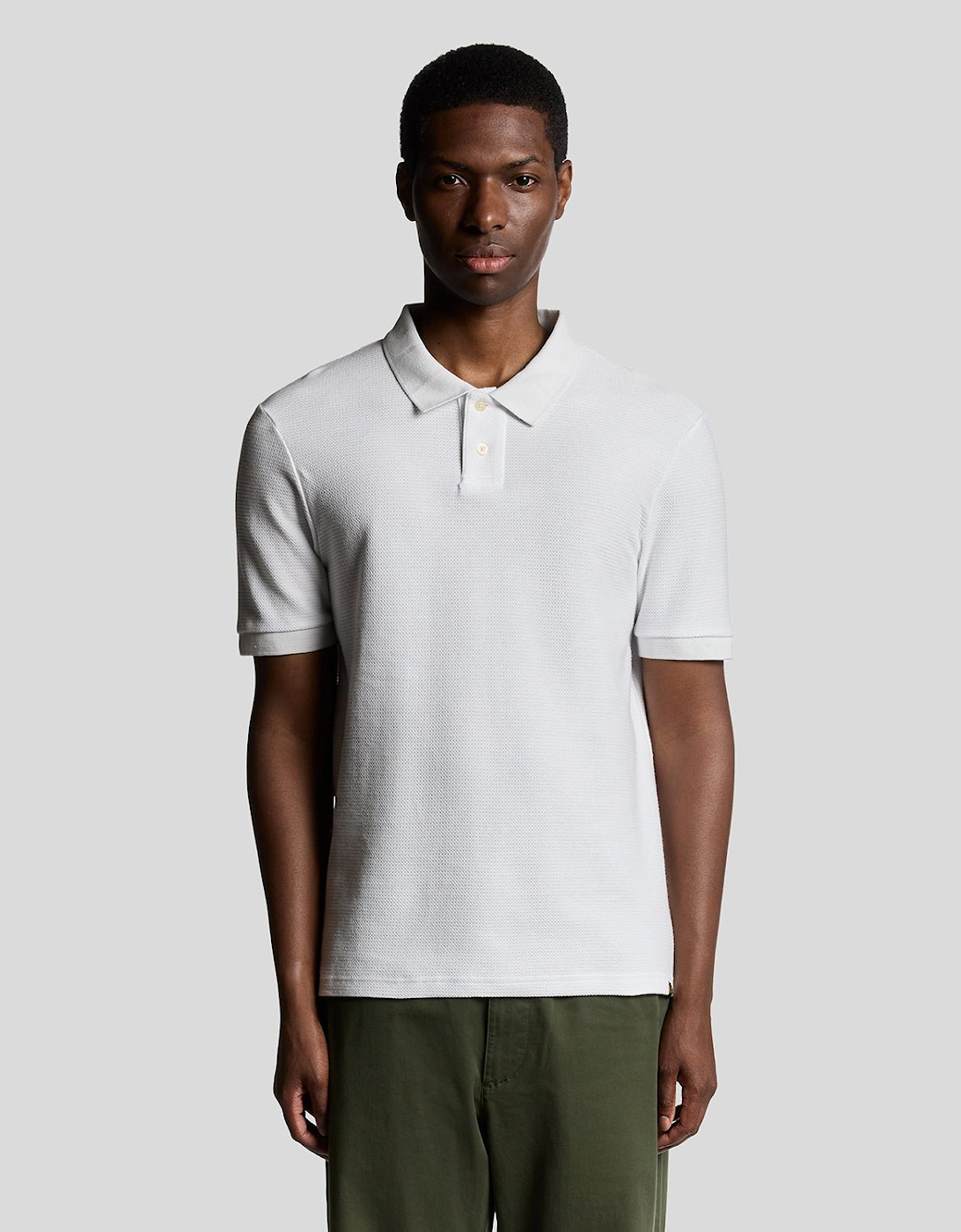 Lyle And Scott Men's White Jacquard Dobby Knit Polo Shirt - : 44 Xxl
