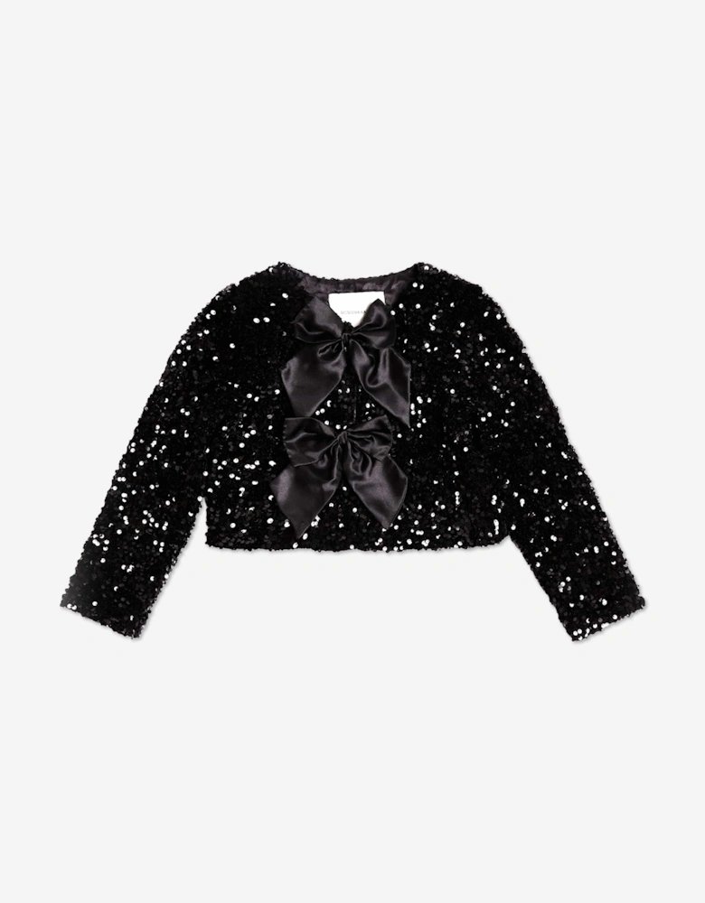 BCBGMAXAZRIA Girls Sequin Velvet Jacket in Black