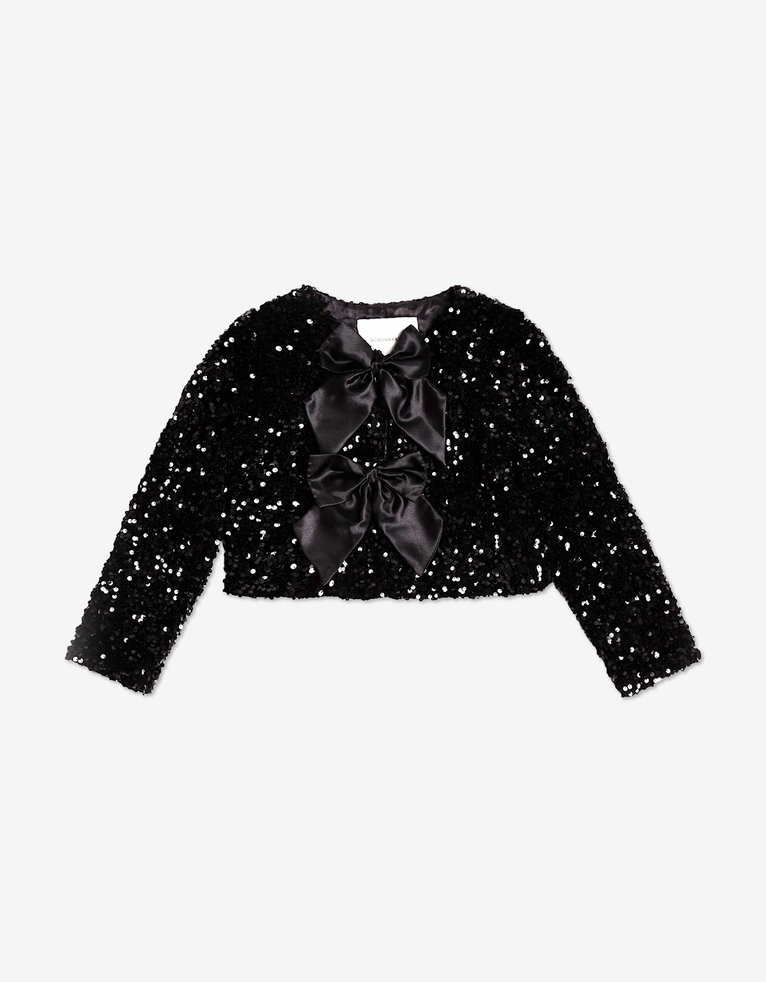 BCBGMAXAZRIA Girls Sequin Velvet Jacket in Black, 5 of 4