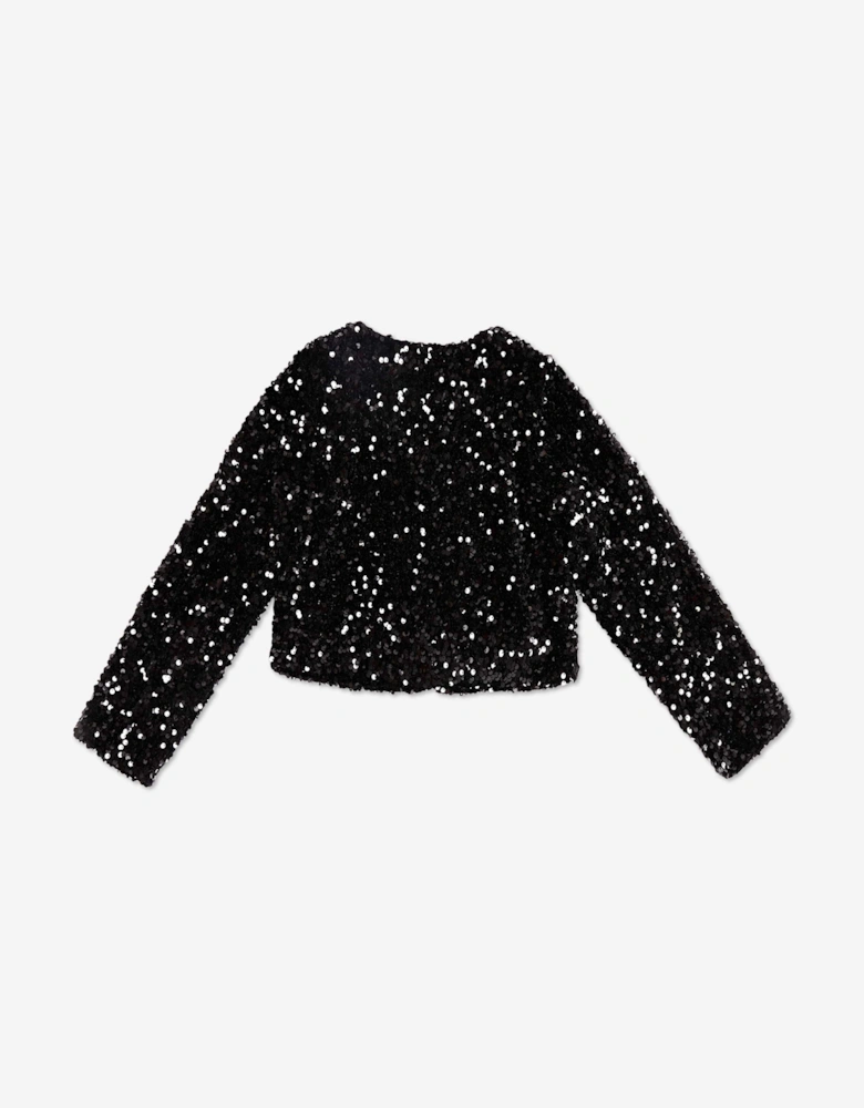 BCBGMAXAZRIA Girls Sequin Velvet Jacket in Black
