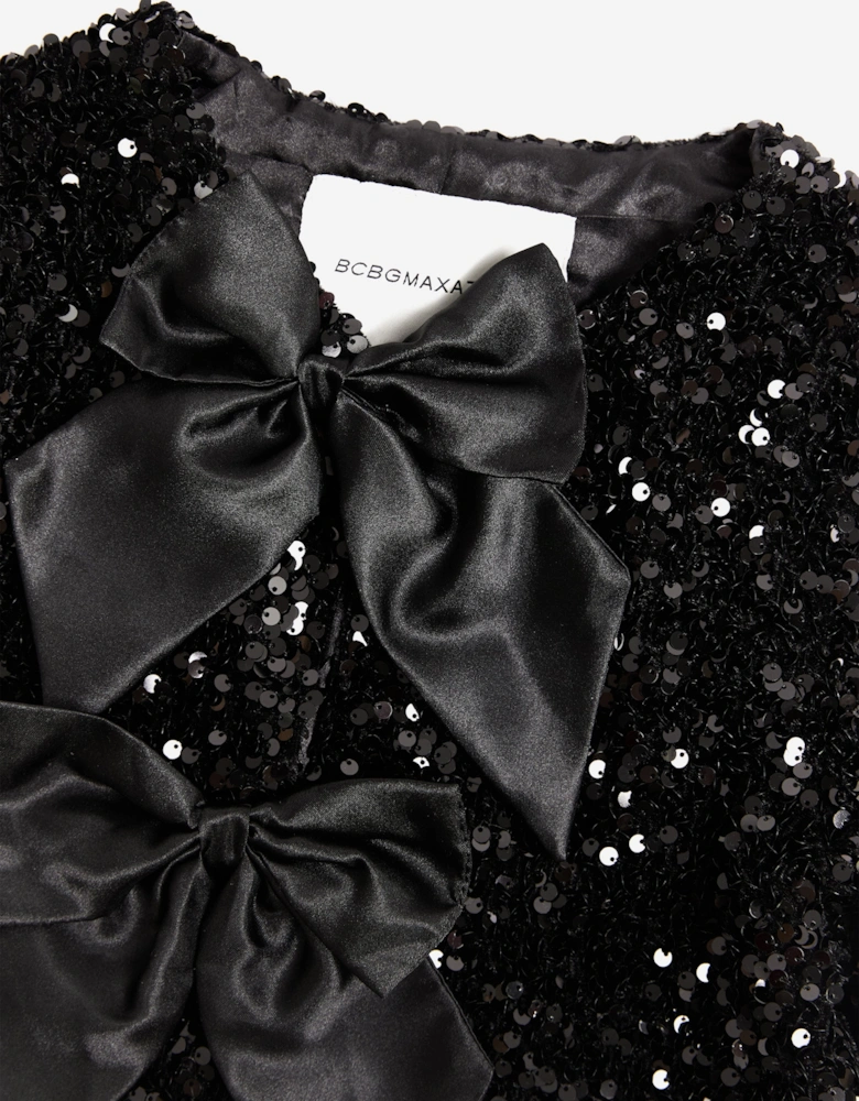 BCBGMAXAZRIA Girls Sequin Velvet Jacket in Black