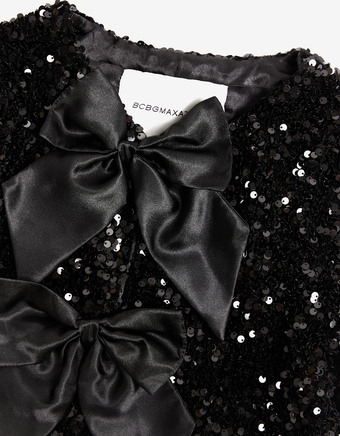 BCBGMAXAZRIA Girls Sequin Velvet Jacket in Black