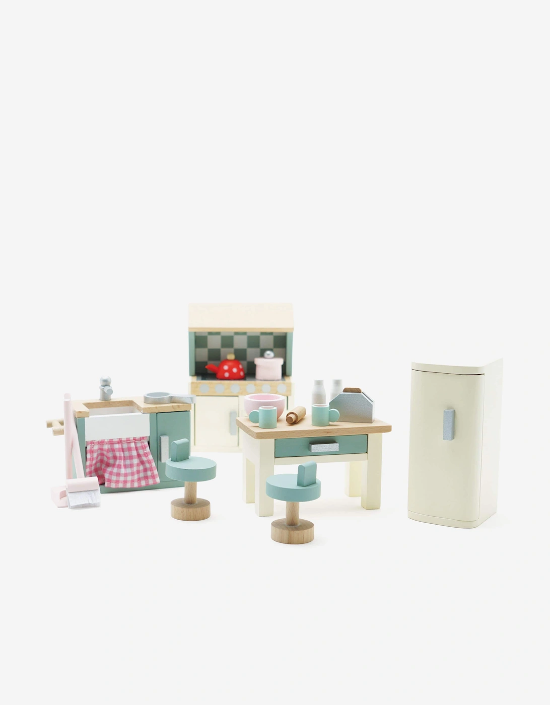 Wooden Dolls House Kitchen Furniture-20 Piece (W:4.06in x D:1.02in x H:5.59in)