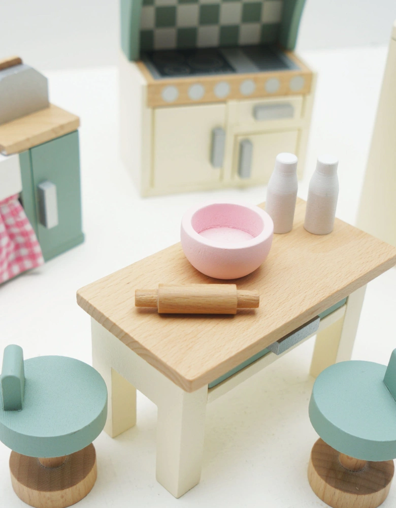 Wooden Dolls House Kitchen Furniture-20 Piece (W:4.06in x D:1.02in x H:5.59in)