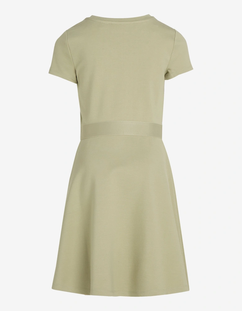 Girls Logo Tape Punto Dress in Green
