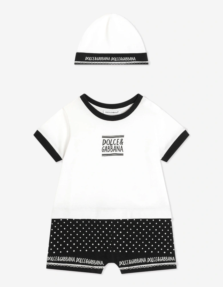 Baby Boys Romper Set in White