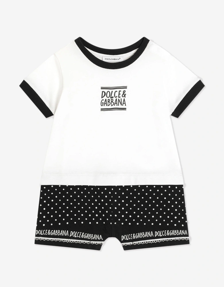 Baby Boys Romper Set in White