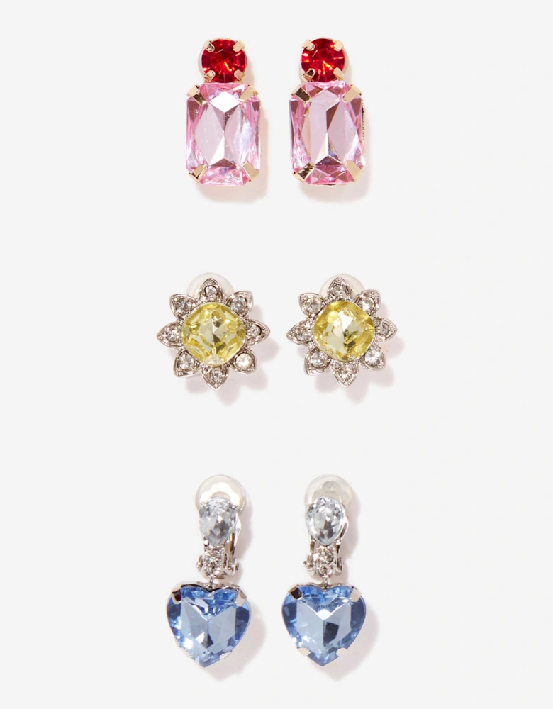 Girls Dinner & Movie Clip-On Earring Set in Multicolour
