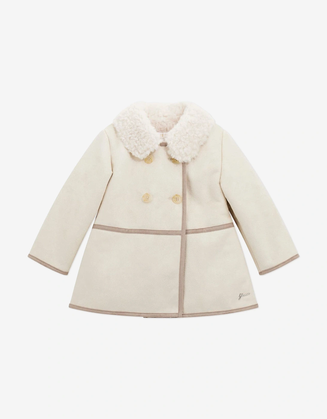 Girls Shearling Coat in Ivory, 5 of 4