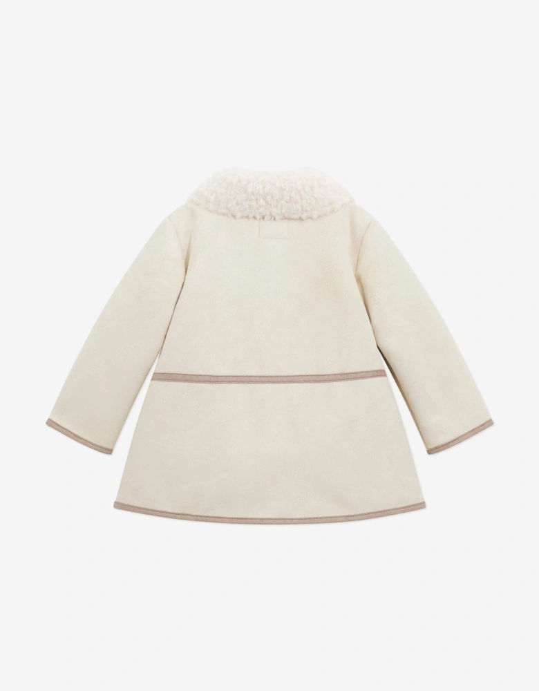 Girls Shearling Coat in Ivory