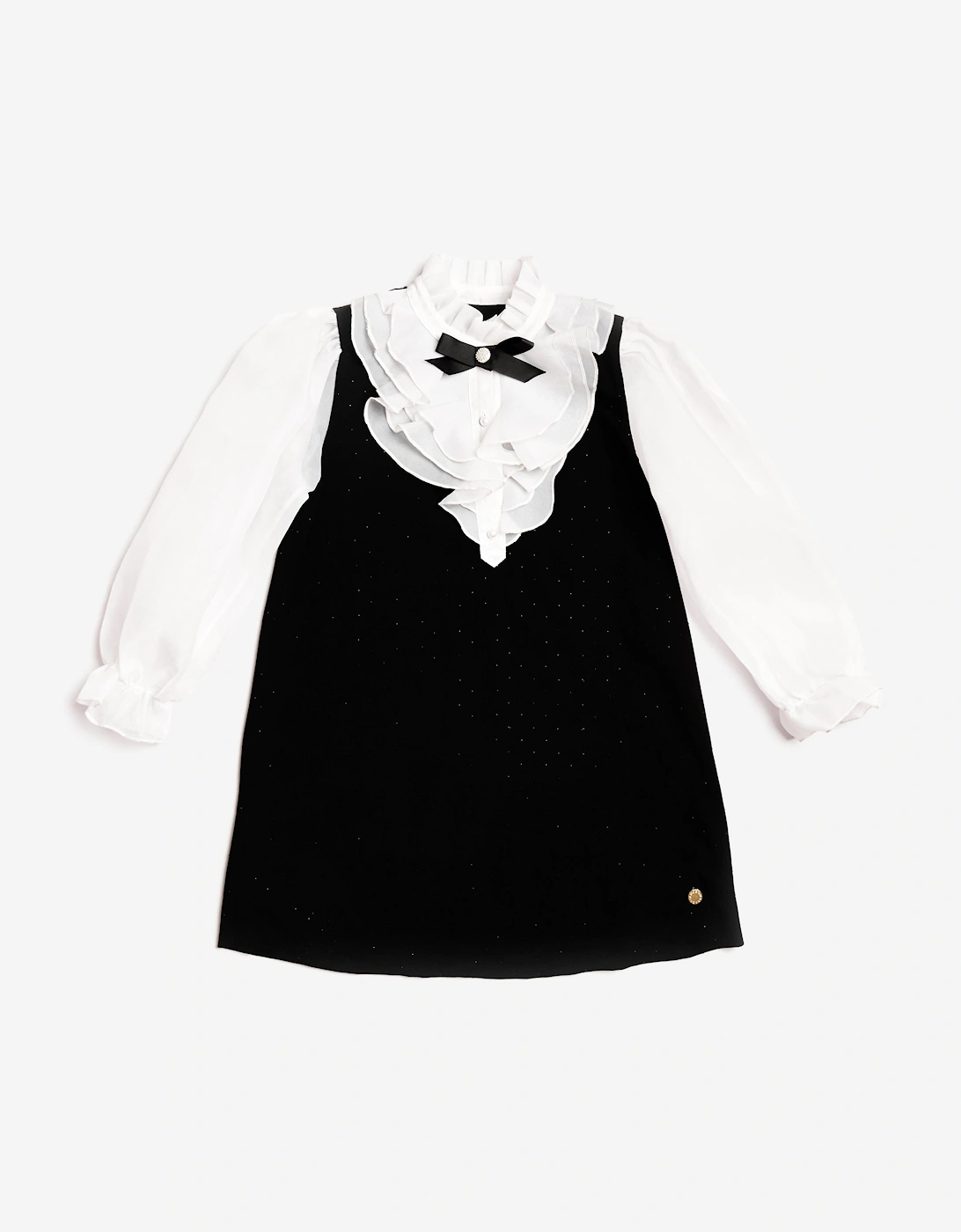 Girl's BCBGMAXAZRIA Girls 2 in 1 Tweed Dress in Black - Size: 10 years