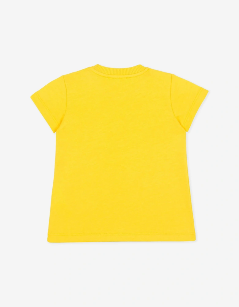 Baby Girls Teddy Bear Jersey Dress in Yellow