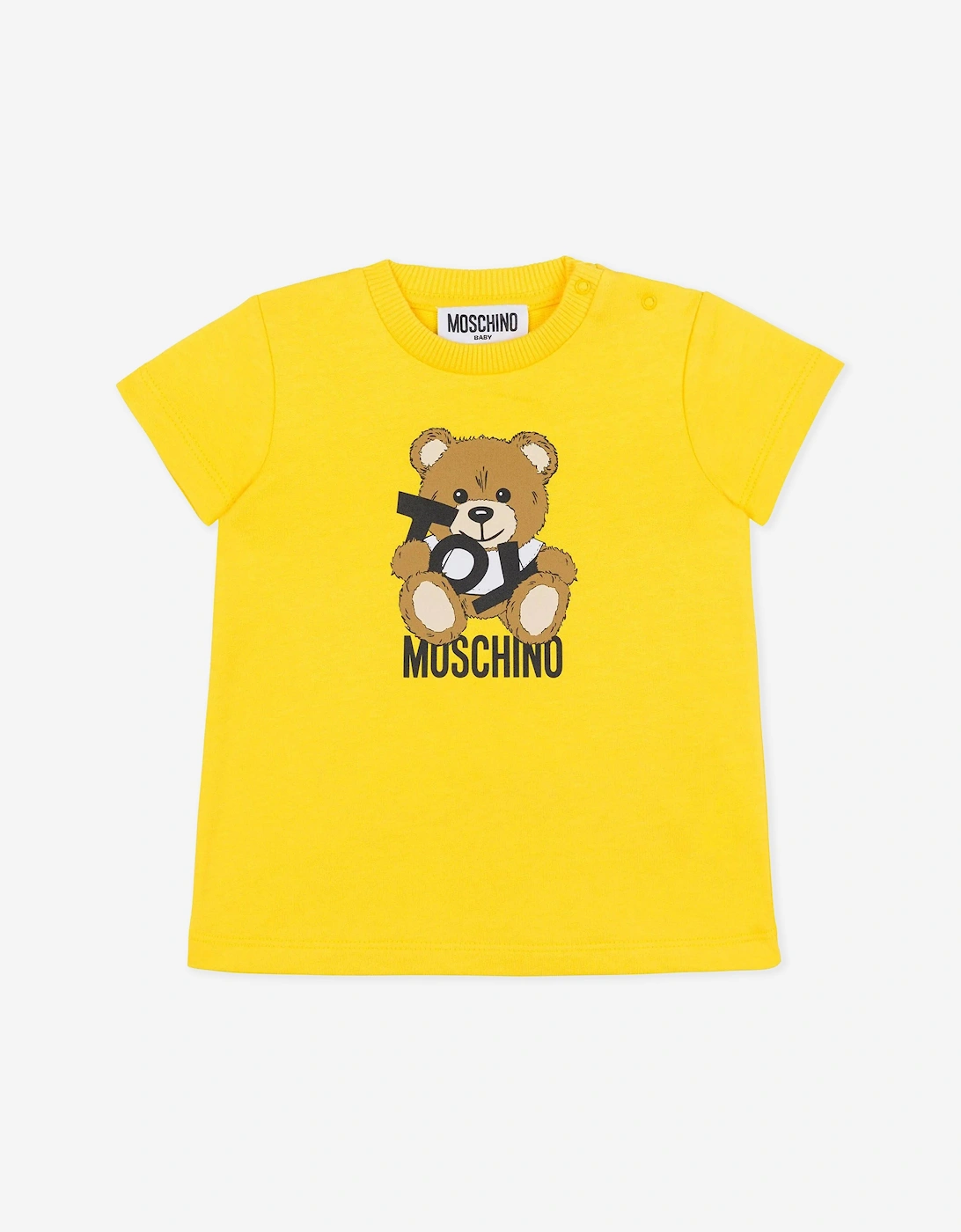 Baby Girls Teddy Bear Jersey Dress in Yellow, 5 of 4