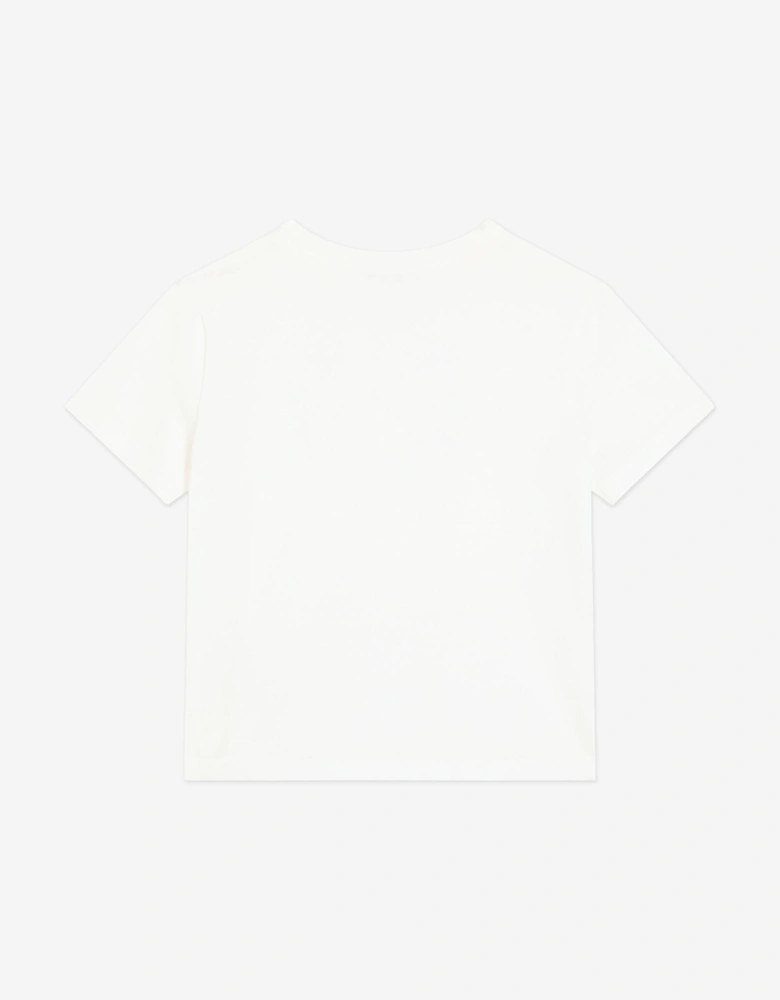 Girls Diamante Logo T-Shirt in White