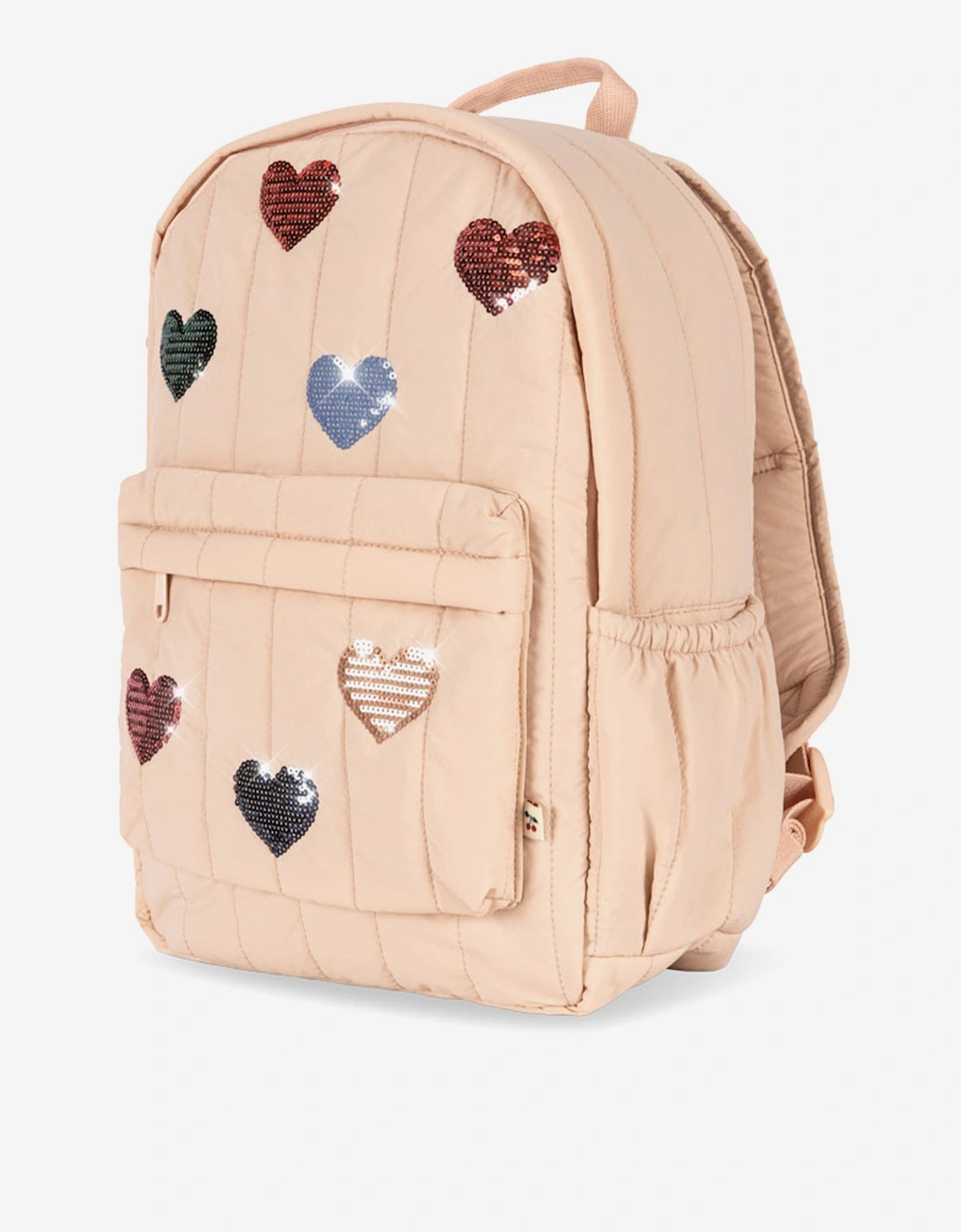 Girls Juno Quilted Sequin Heart Backpack in Pink (34cm)