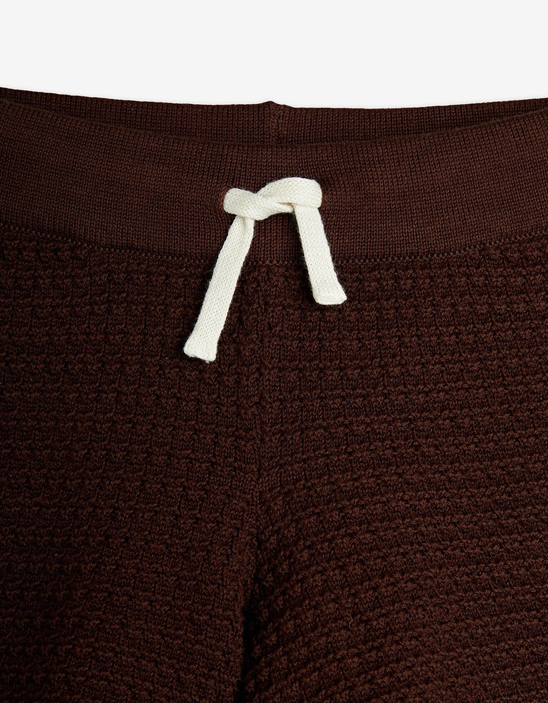 Kids Lizard Patch Crochet Knit Shorts in Brown