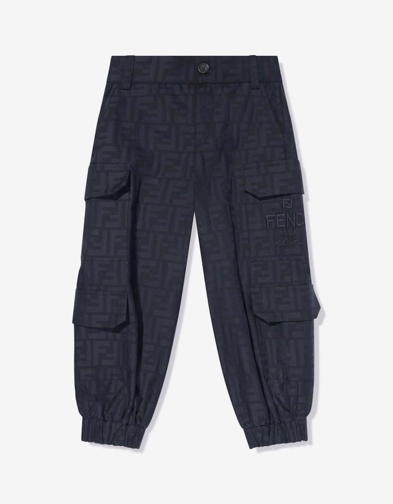 Kids FF Jacquard Cargo Trousers in Navy