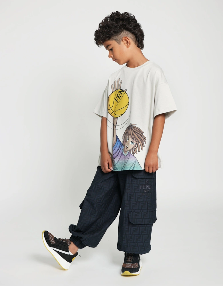 Kids FF Jacquard Cargo Trousers in Navy