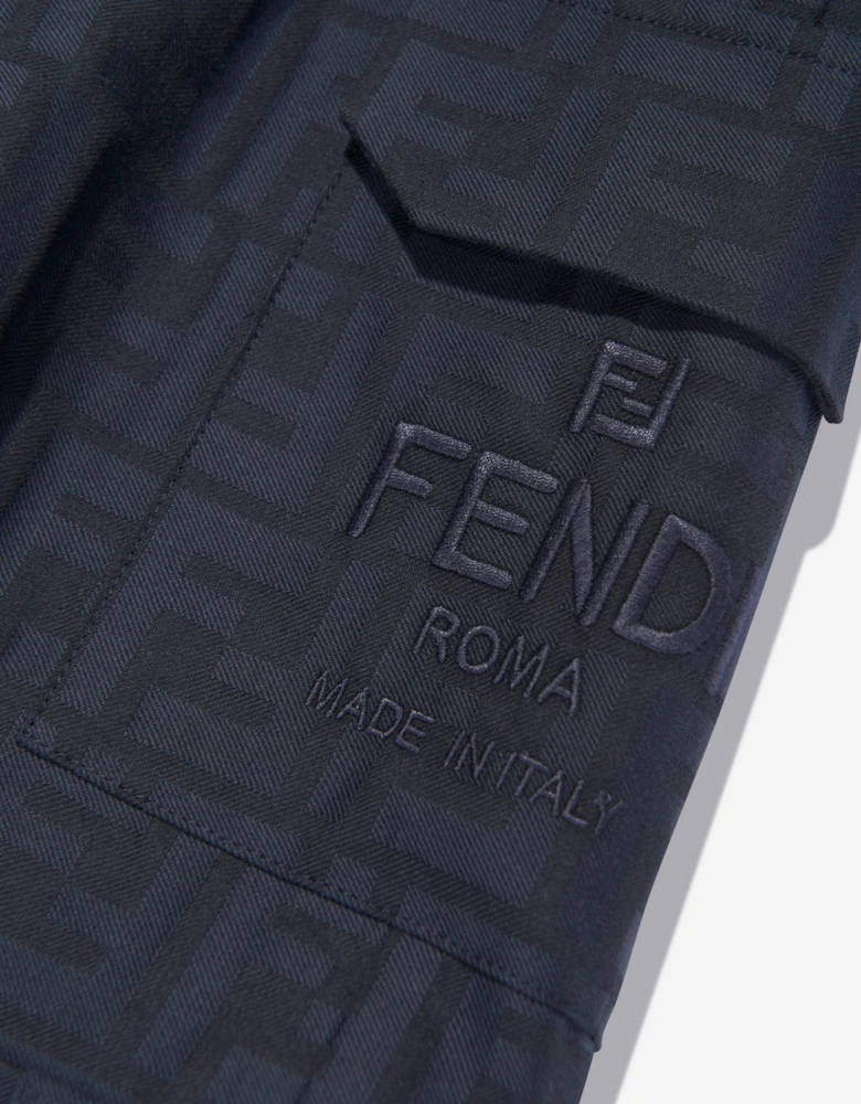 Kids FF Jacquard Cargo Trousers in Navy