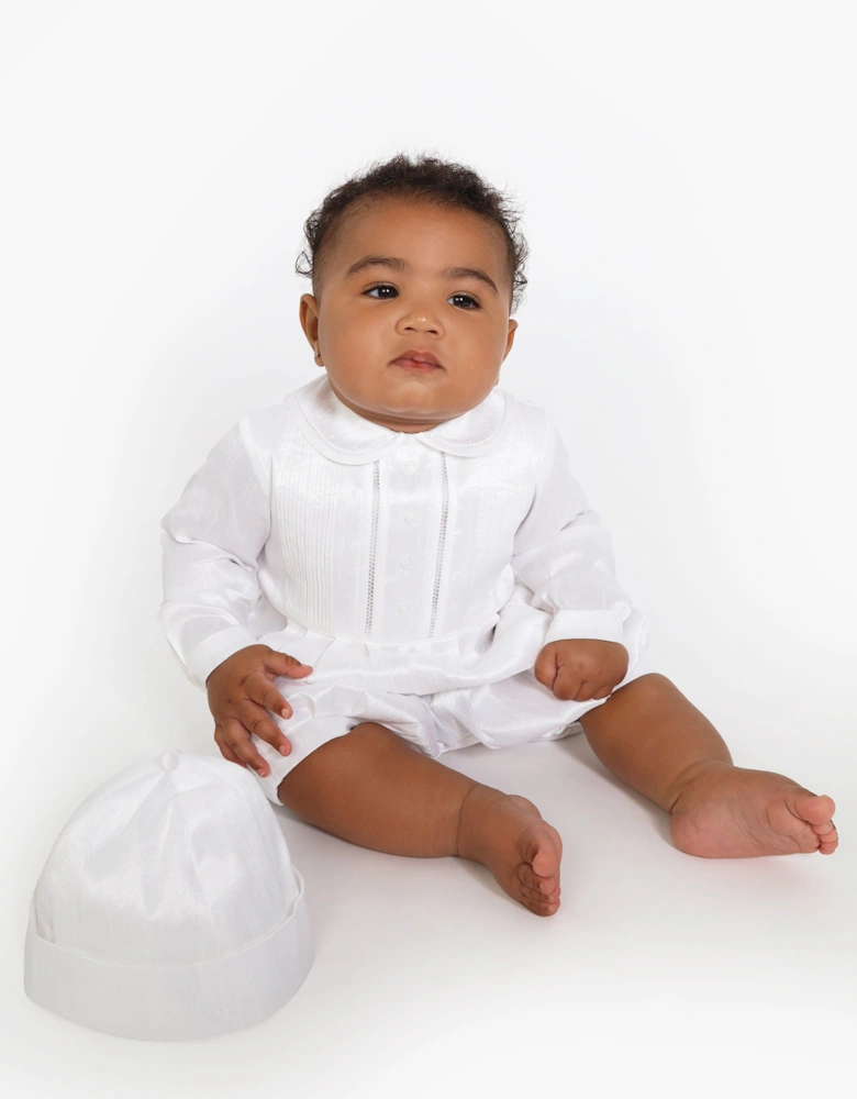 Baby Boys Romper And Hat in White
