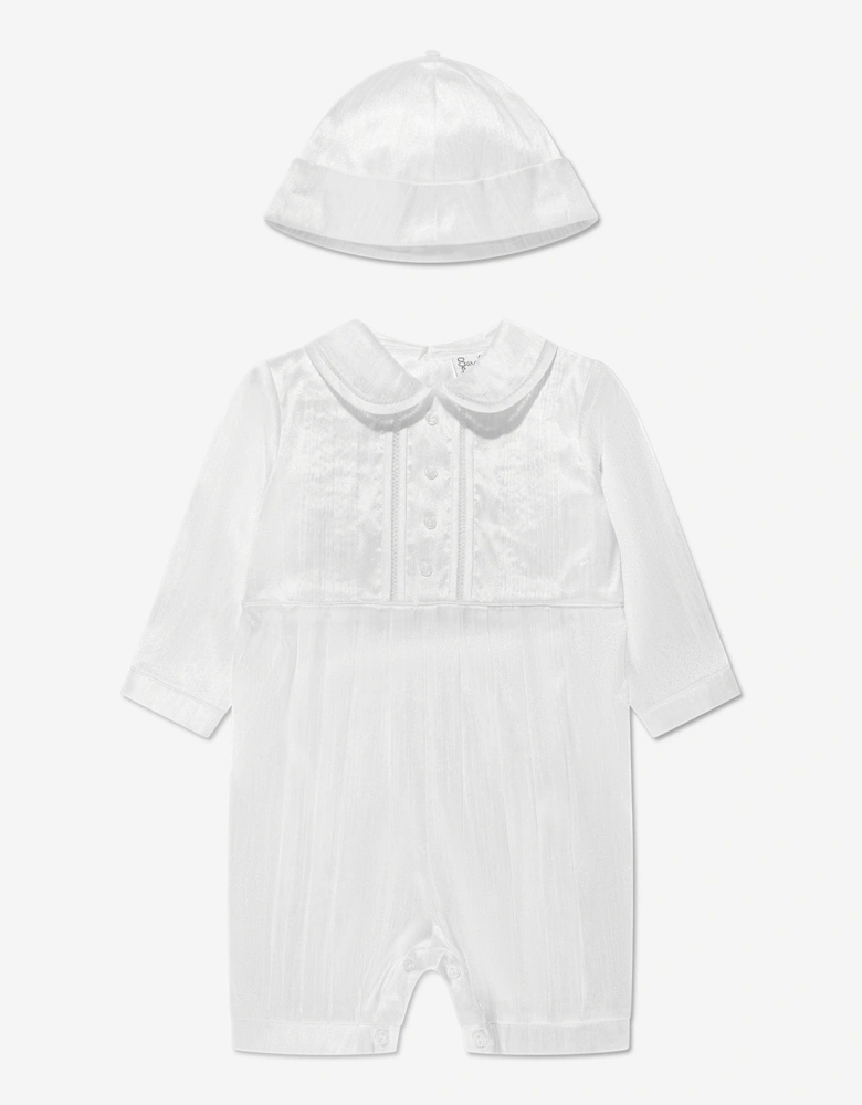 Baby Boys Romper And Hat in White