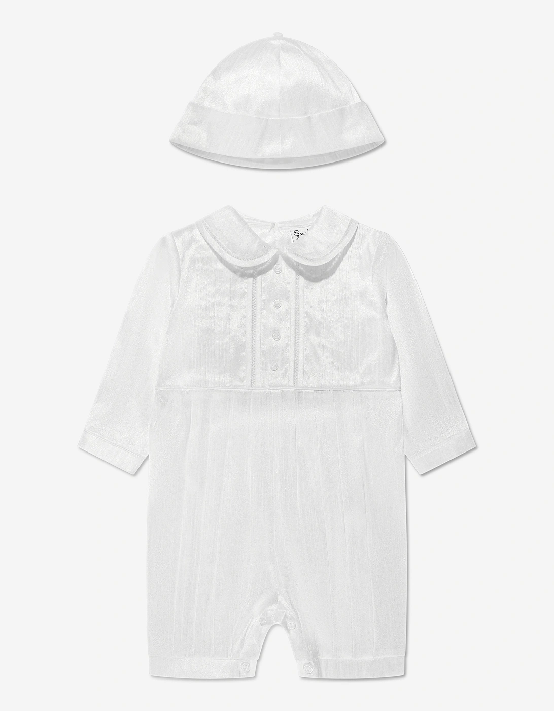 Baby Boys Romper And Hat in White, 6 of 5