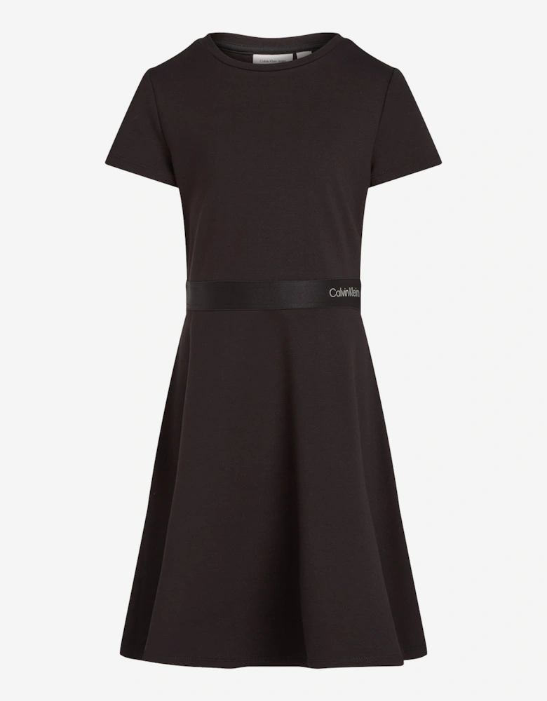 Girls Logo Tape Punto Dress in Black