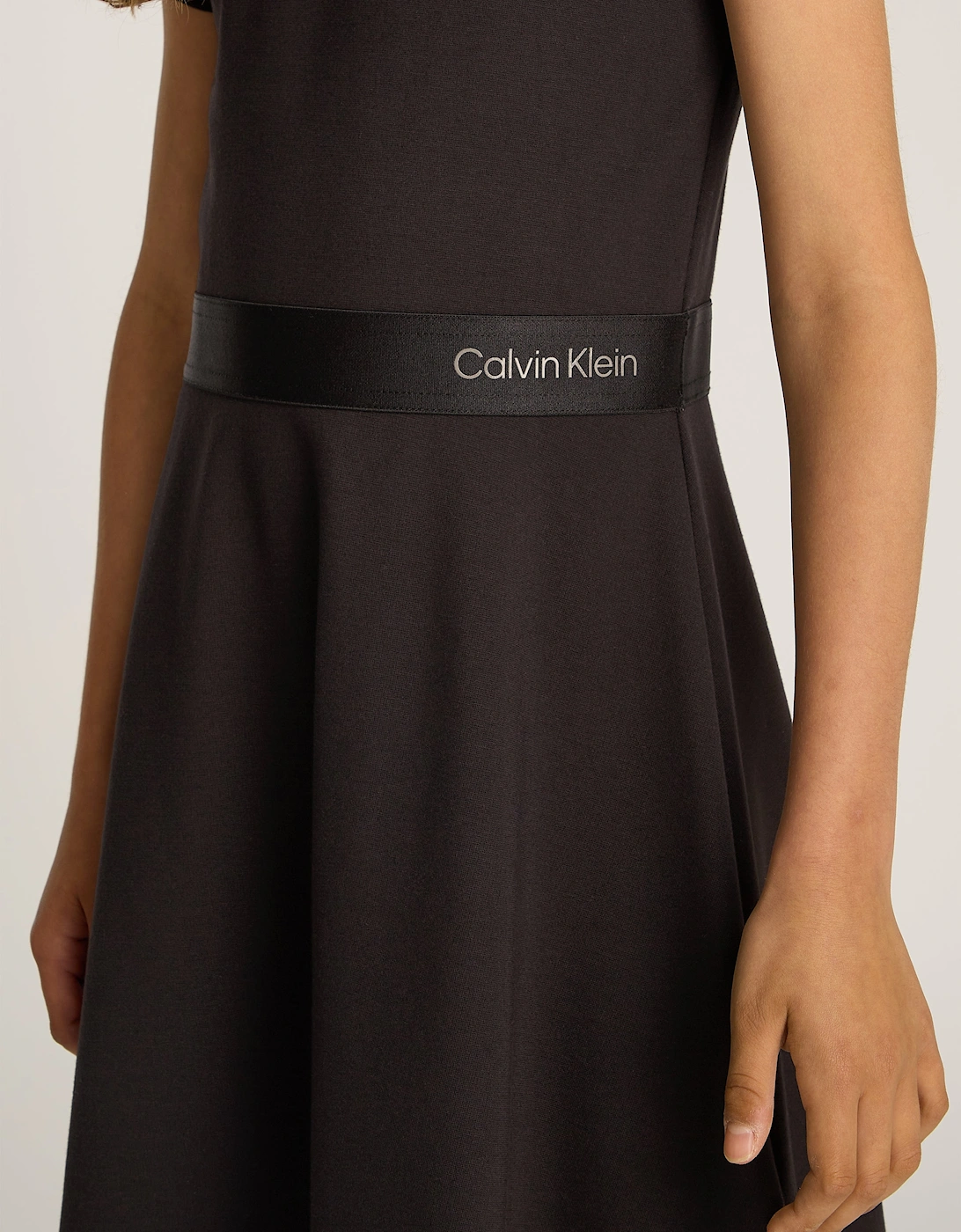 Girls Logo Tape Punto Dress in Black