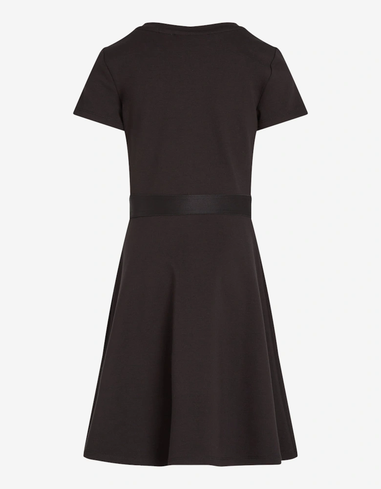 Girls Logo Tape Punto Dress in Black