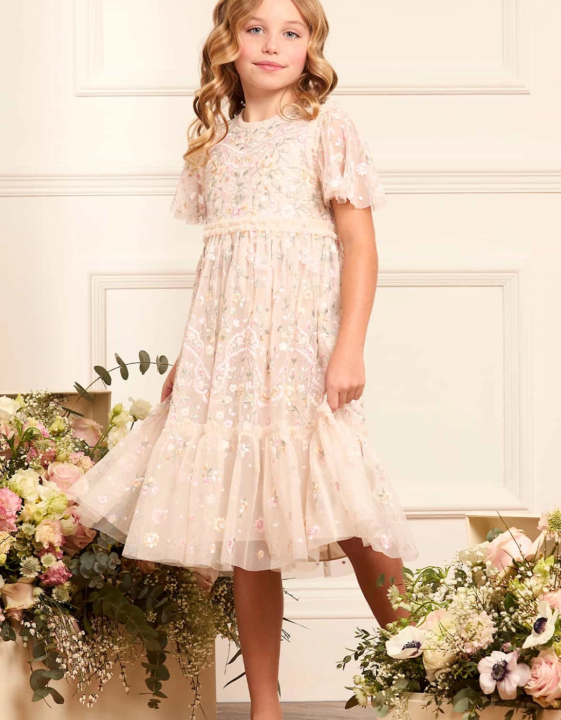 Girls Tulle Dragonfly Dress in Ivory