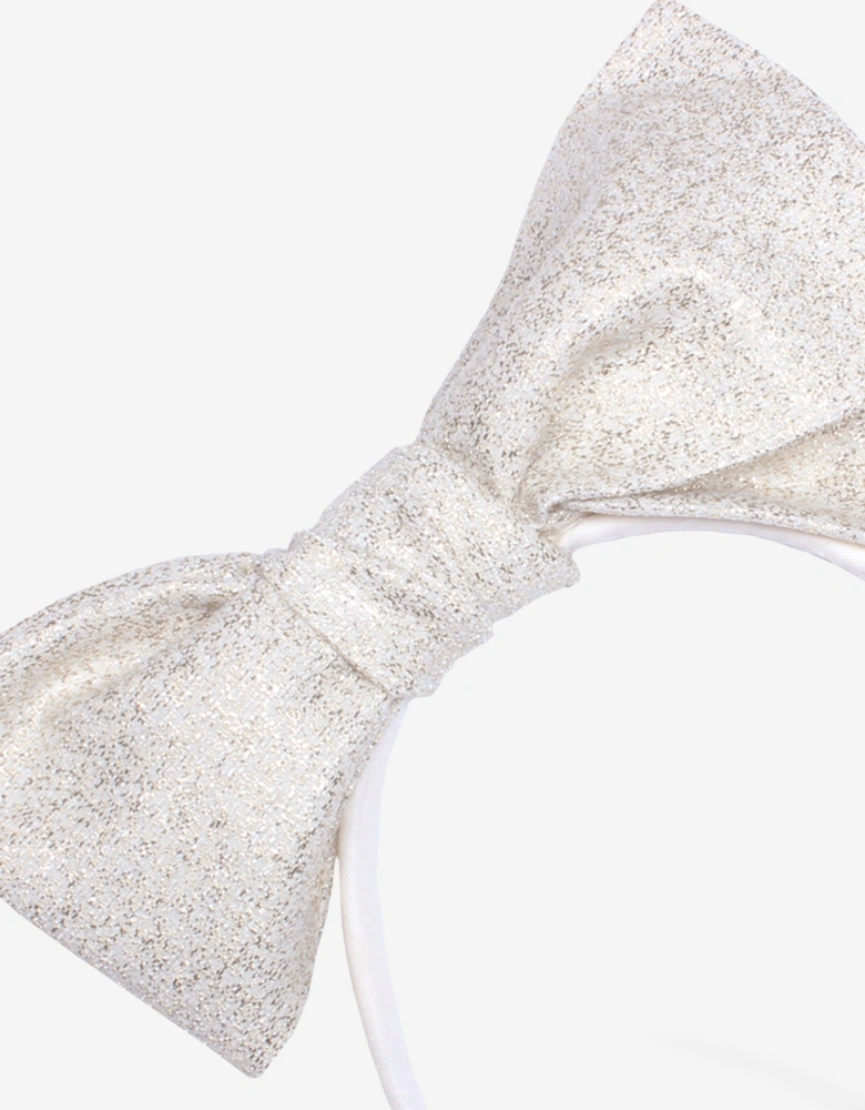 Girls Origami Jacquard Bow Headband in Gold