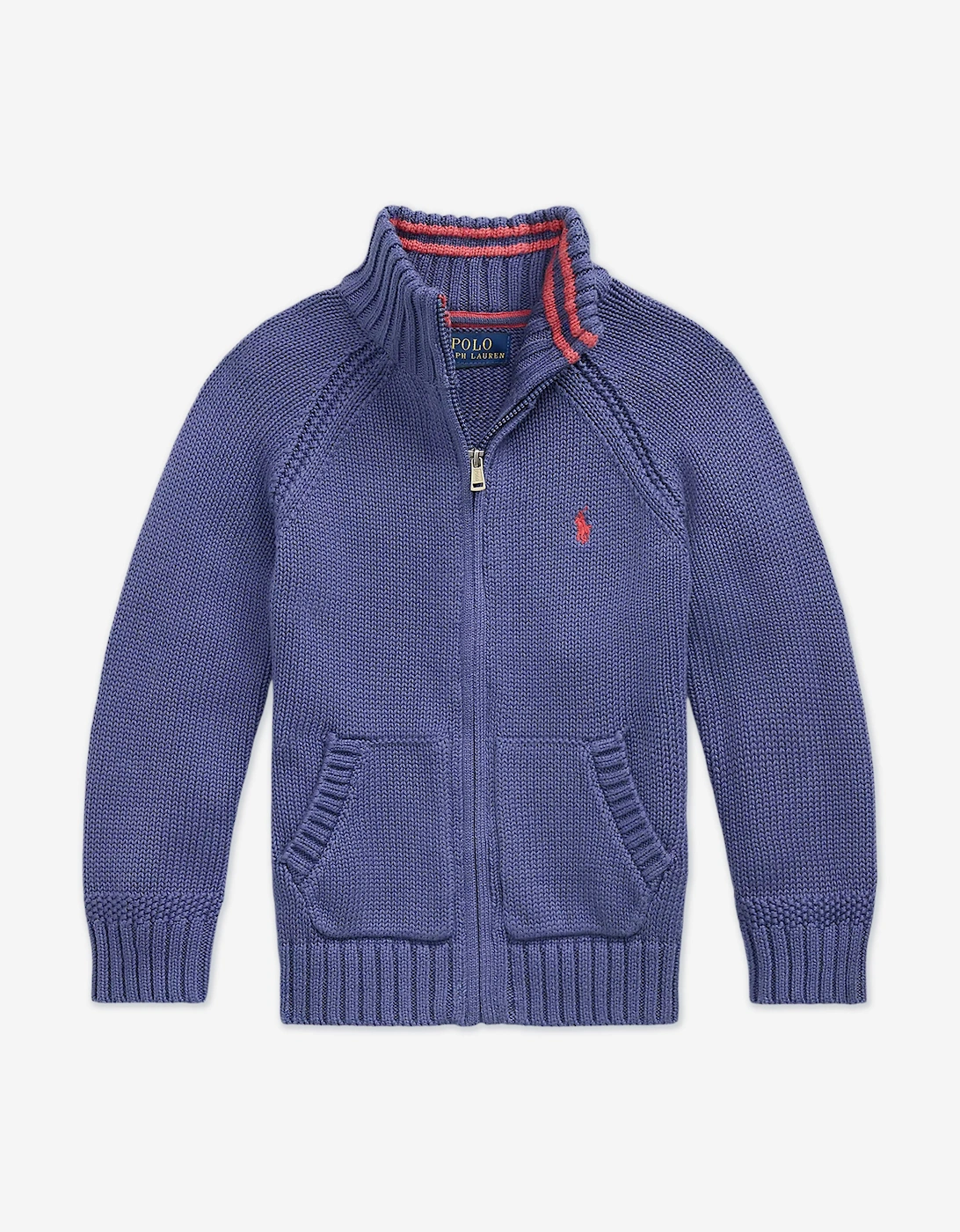 Boys Cotton Knit Zip Up Top in Blue, 6 of 5
