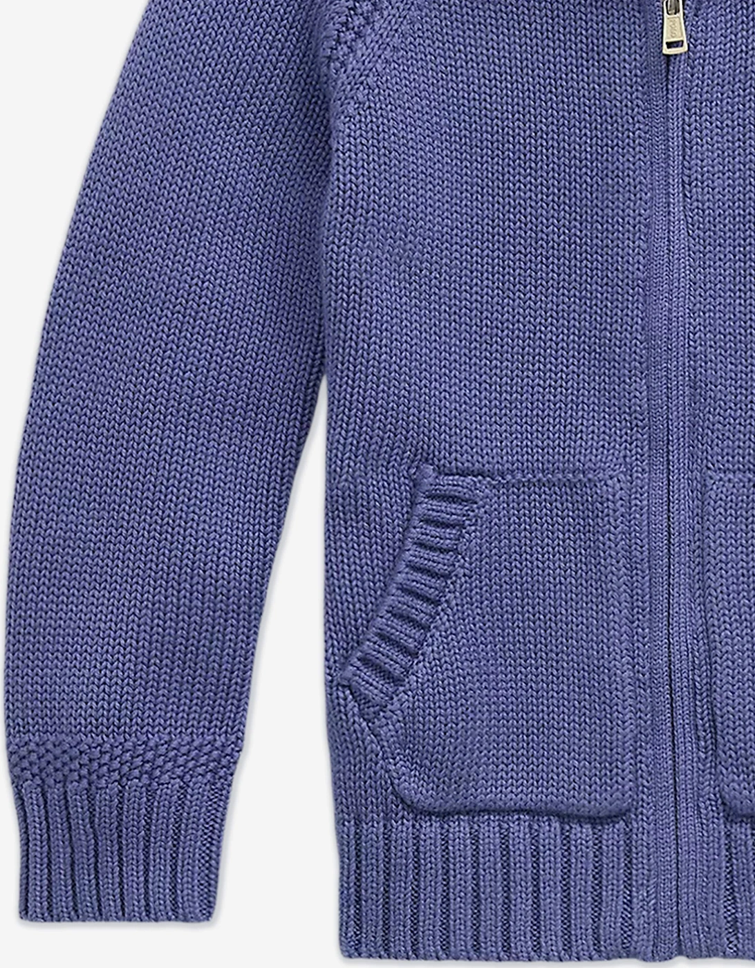 Boys Cotton Knit Zip Up Top in Blue