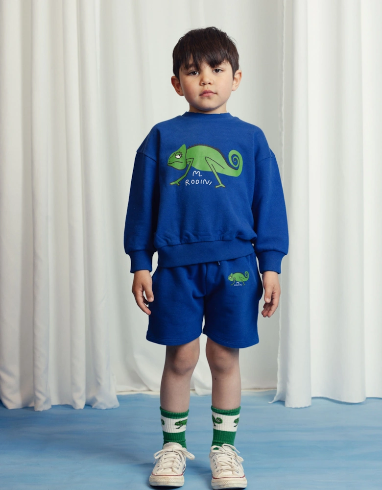 Boys Lizard Sweat Shorts in Blue